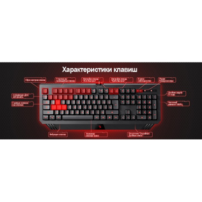 Клавиатура A4Tech Bloody B120, USB, подсветка, 4 резин кнопки