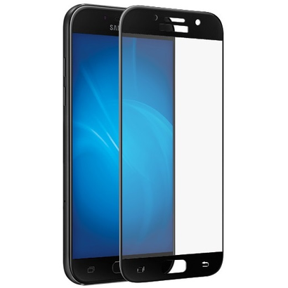 Закаленное стекло с цветной рамкой (fullscreen) для Samsung Galaxy A3 (2017) DF sColor-15 (black)