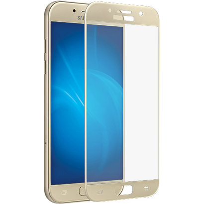 Закаленное стекло с цветной рамкой (fullscreen) для Samsung Galaxy A3 (2017) DF sColor-15 (gold)