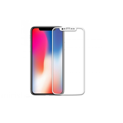 Закаленное стекло с цветной рамкой (fullscreen) для iPhone X/XS/11 Pro DF iColor-14 (white)