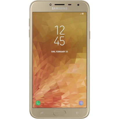 Закаленное стекло с цветной рамкой (fullscreen) для Samsung Galaxy J4 (2018) DF sColor-50 (gold)