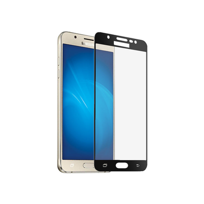 Закаленное стекло с цветной рамкой (fullscreen) для Samsung Galaxy J3 (2017) DF sColor-20 (black)