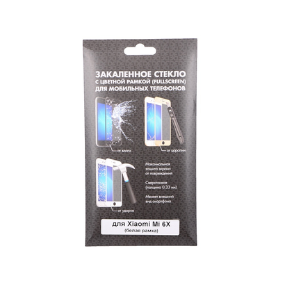 Закаленное стекло с цветной рамкой (fullscreen) для Xiaomi Mi A2 (Mi 6X) DF xiColor-28 (white)
