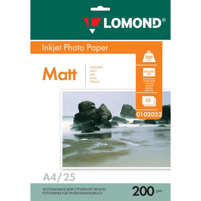 Фотобумага Lomond A4/200г/м2/25л./белый матовое 0102052