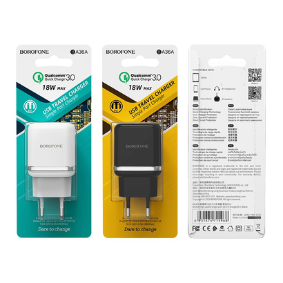 СЗУ Borofone BA36A High speed single port QC3.0, black