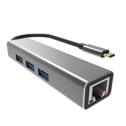 Концентратор VCOM USB 3.1 Type-Cm --> RJ-45+3port USB3.0(f)  DH311A