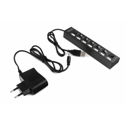 Концентратор USB 2.0 Gembird UHB-U2P7-02, 7 портов, питание, блистер