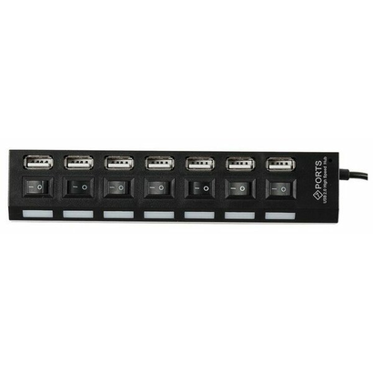 Концентратор USB 2.0 Gembird UHB-U2P7-02, 7 портов, питание, блистер