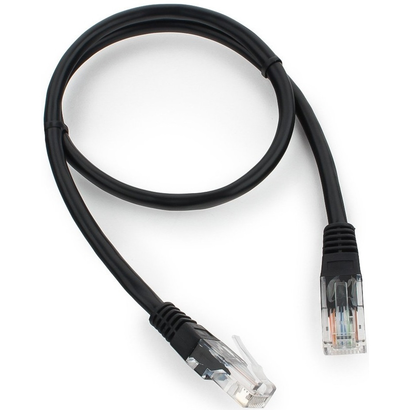Патч-корд литой, UTP, RJ45, Cat.5e, 0.5m,(черный) Cablexpert PP12-0.5M/BK