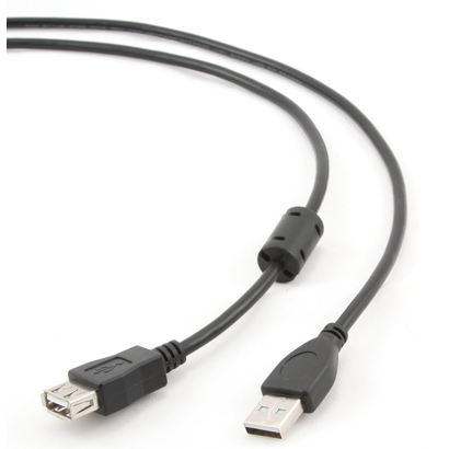 Удлинитель AM/AF 1.8m Gembird USB 2.0 + Ферритовый фильтр,черный PRO CCF-USB2-AMAF-6