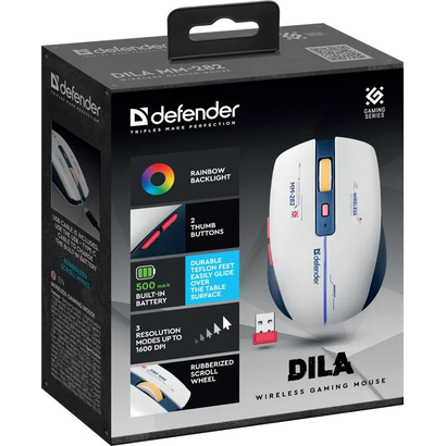 Игровая мышь DEFENDER Dila MM-282 бел+син