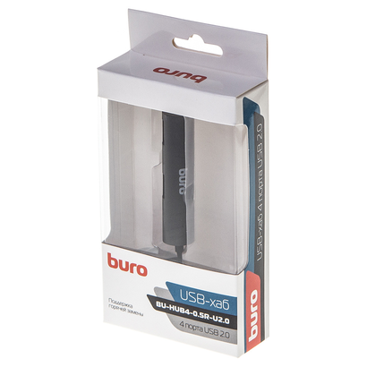 Концентратор USB 2.0 Buro BU-HUB4-0.5R-U2.0 4порт. черный