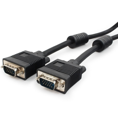 Кабель VGA 15м Cablexpert Premium 15M/15M, черный, тройной экран феррит.кольца, пакет CC-PPVGA-15M-B