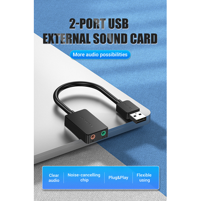 Внешняя звуковая карта Vention USB Черная CDYB0