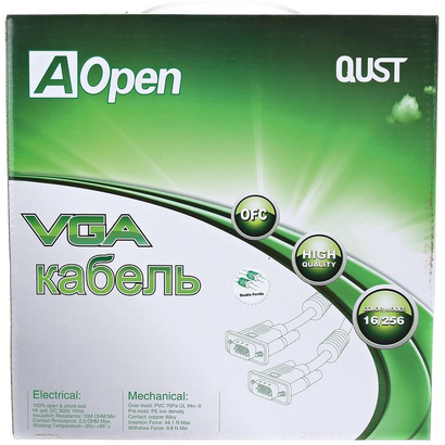 Кабель VGA 10м Aopen 15M-15M 2 фильтра ACG341AD-10M