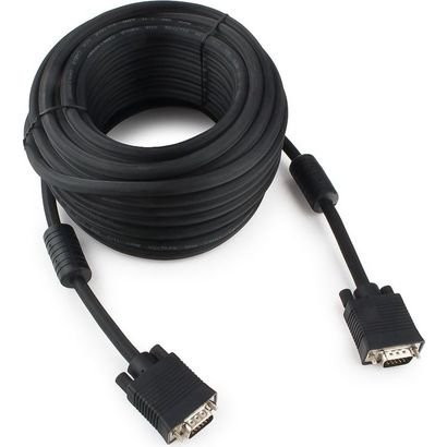 Кабель VGA 15м Cablexpert Premium 15M/15M, черный, тройной экран феррит.кольца, пакет CC-PPVGA-15M-B