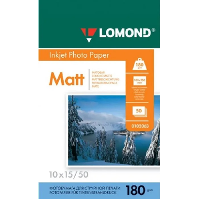 Фотобумага Lomond Односторонняя Матовая, 180г/м2,A6 (10X15)/50л. 0102063