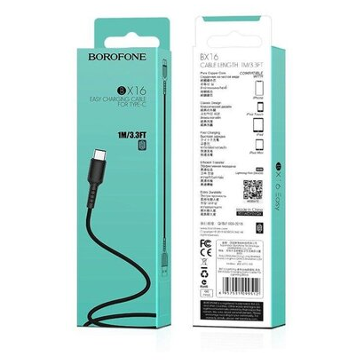 Дата-кабель BOROFONE BX16 Easy Type-C 1м (чёрный)
