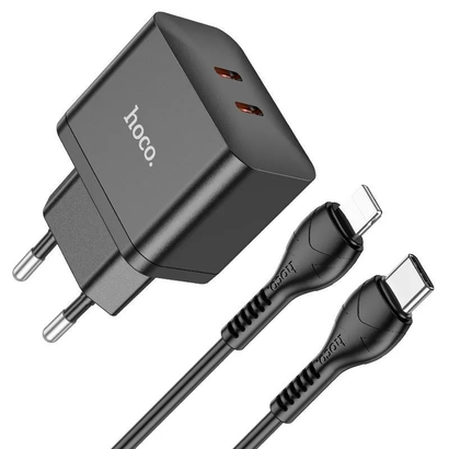 СЗУ HOCO N29 Triumph PD35W, 2USB, Type-C to lightning (черный)