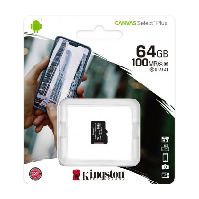 Карта памяти 64Gb Kingston microSDXC Class 10 Canvas Select Plus SDCS2/64GBSP