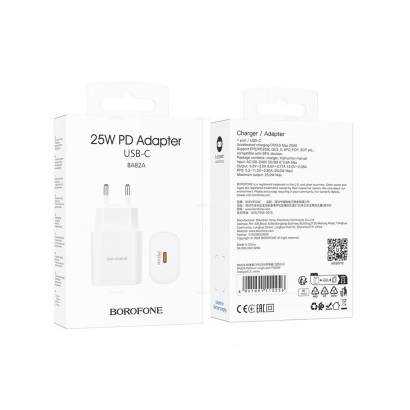 СЗУ Borofone BA82A Platinum single port PD25W charger(EU) (белый)