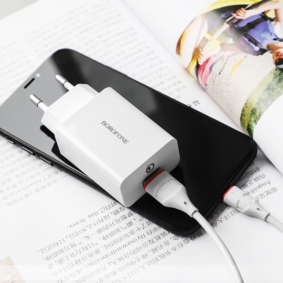 СЗУ Borofone BA21A 5V, 3A 1USB Long journey, QC3.0 Micro (белый)