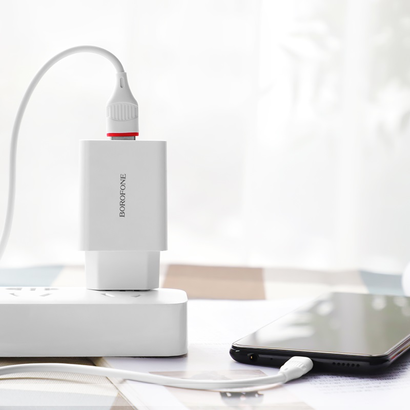 СЗУ Borofone BA21A 5V, 3A 1USB Long journey, QC3.0 Micro (белый)