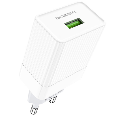 СЗУ Borofone BA47A Mighty speed single port 3А QC3.0 + Micro (белый)