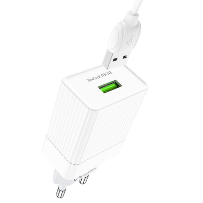 СЗУ Borofone BA47A Mighty speed single port 3А QC3.0 + Micro (белый)