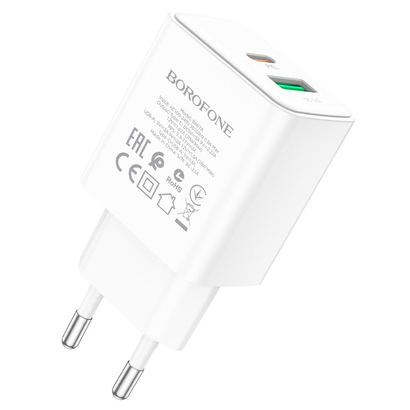 СЗУ Borofone BA67A PD20W+QC3.0 charger set Type-C to iP (EU) (белый)