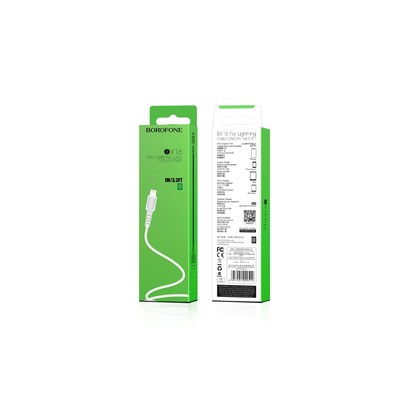 Дата-кабель BOROFONE BX16 Easy lightning 1м (белый)