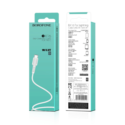 Дата-кабель BOROFONE BX16 Easy Type-C 1м (белый)