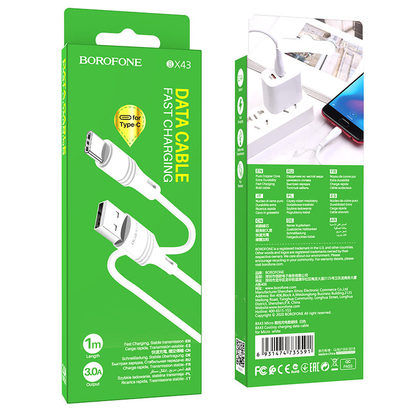 Дата-кабель BOROFONE BX43 CoolJoy Type-C, 1м (белый)