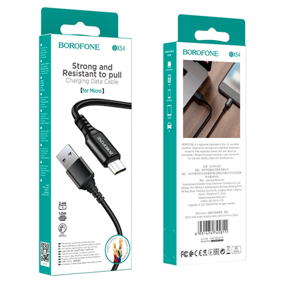 Дата-кабель BOROFONE BX54 Ultra bright micro 1м (чёрный)