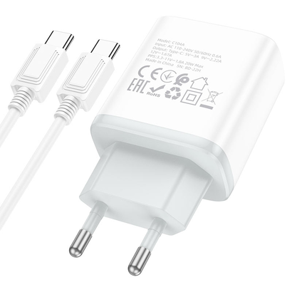 СЗУ HOCO C104A Stage, 1USB, PD20W, Type-C to Type-C (белый)