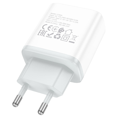 СЗУ HOCO C104A Stage, 1USB, PD20W, Type-C to Type-C (белый)