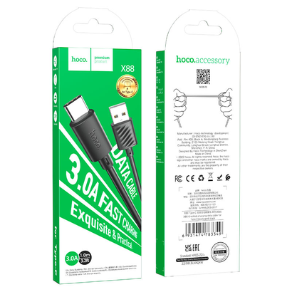 Дата-кабель HOCO X88 Gratified charging data cable for Type-C (черный)