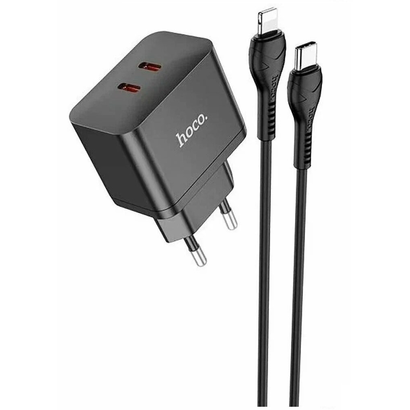 СЗУ HOCO N29 Triumph PD35W, 2USB, Type-C to lightning (черный)