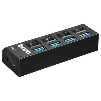 Концентратор USB 3.0 Buro BU-HUB4-U3.0-L 4порт. черный