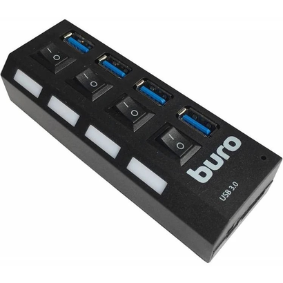 Концентратор USB 3.0 Buro BU-HUB4-U3.0-L 4порт. черный