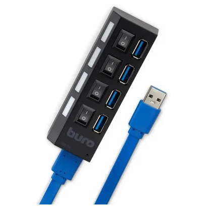 Концентратор USB 3.0 Buro BU-HUB4-U3.0-L 4порт. черный