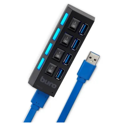 Концентратор USB 3.0 Buro BU-HUB4-U3.0-L 4порт. черный