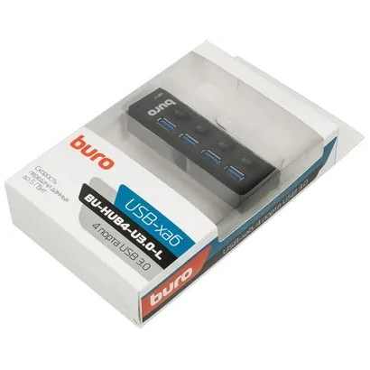 Концентратор USB 3.0 Buro BU-HUB4-U3.0-L 4порт. черный
