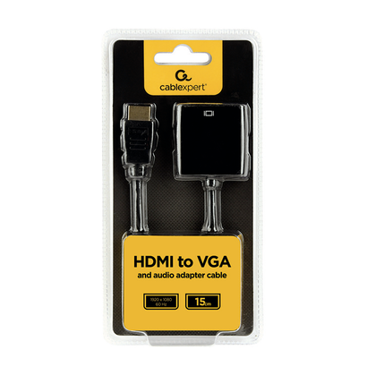 Переходник HDMI <=> Vga Cablexpert, 19M/15F, длина 15см A-HDMI-VGA-03