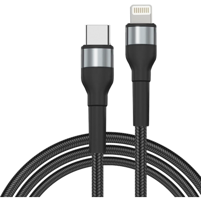 Кабель JETACCESS JA-DC60 2м черный(опл.,PD,Lightning,5A,20Вт)