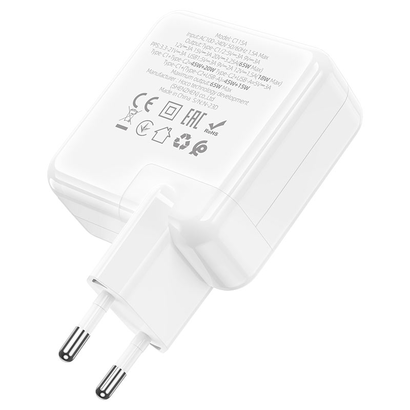СЗУ HOCO C115A Header 3USB, PD65W (2C1A) charger (EU) (белый)