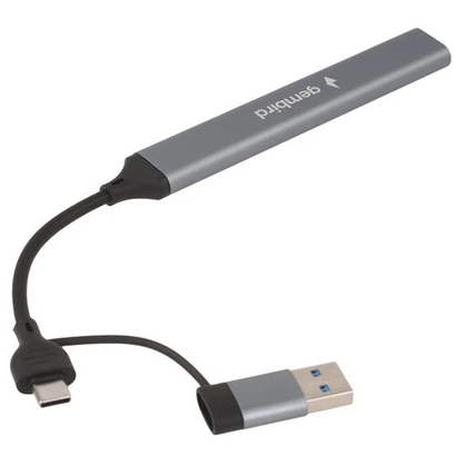Картридер Type-C/USB-A (3.1) Gembird FD2-MSD-3, 5в1: 2xUSB2.0, USB3.1, SD/TF, кабель 10см