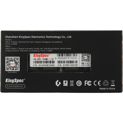 SODIMM DDR3 4Gb 1600MHz KingSpec KS1600D3N15004G