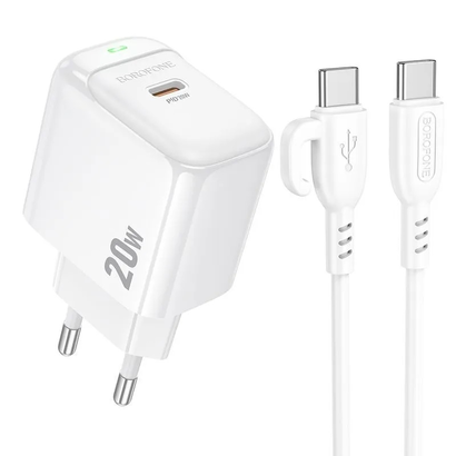 СЗУ BOROFONE BAS43A, 20W PD + кабель C-C 1m, Белый