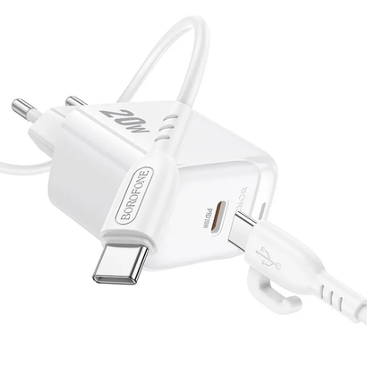 СЗУ BOROFONE BAS43A, 20W PD + кабель C-C 1m, Белый
